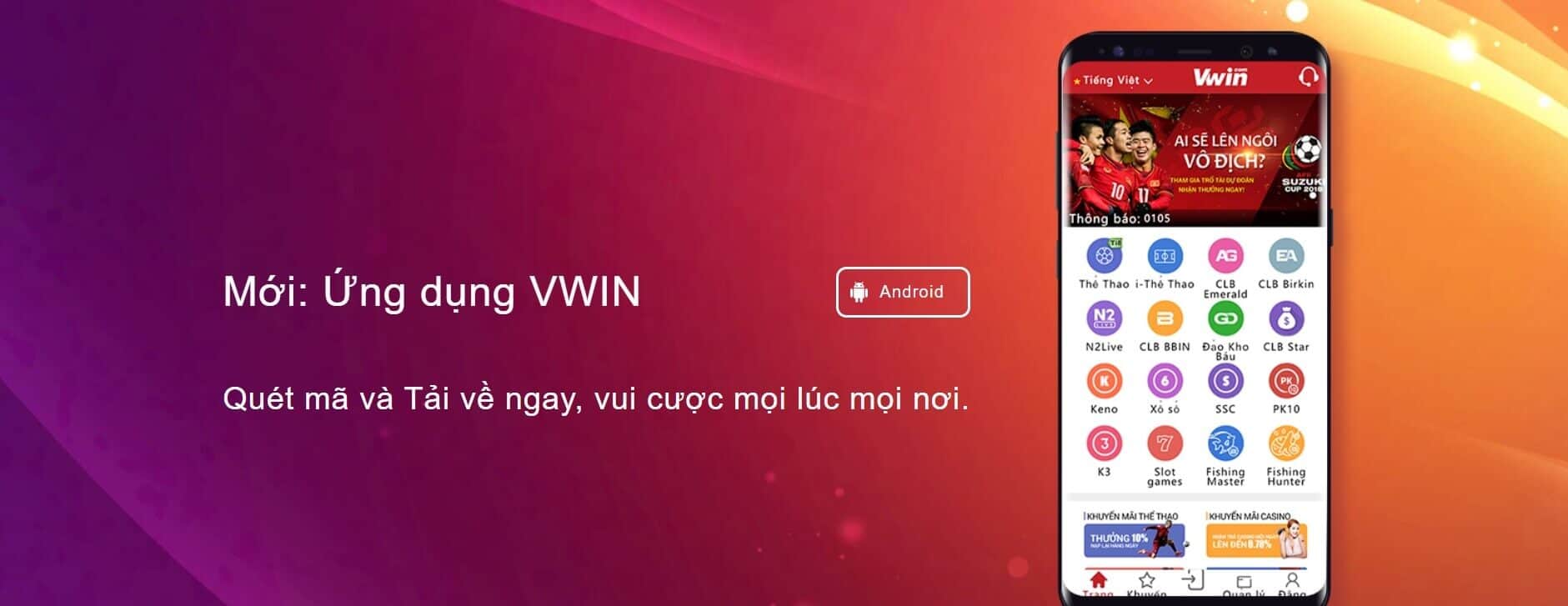 Ứng dụng Vwin trên hệ điều hành Android và iOS